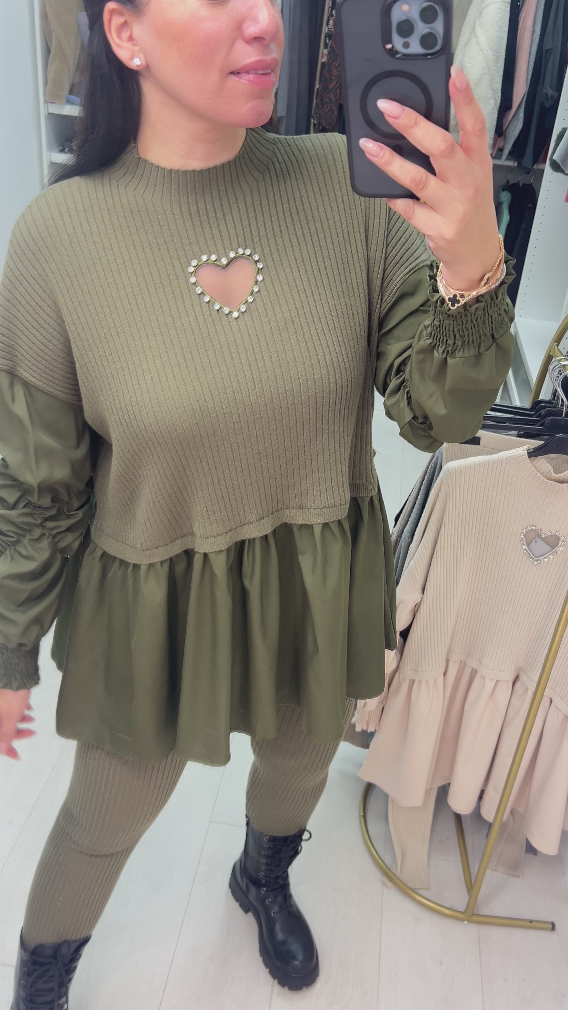 Imani Heart &  Blouse Hem Loungewear Set