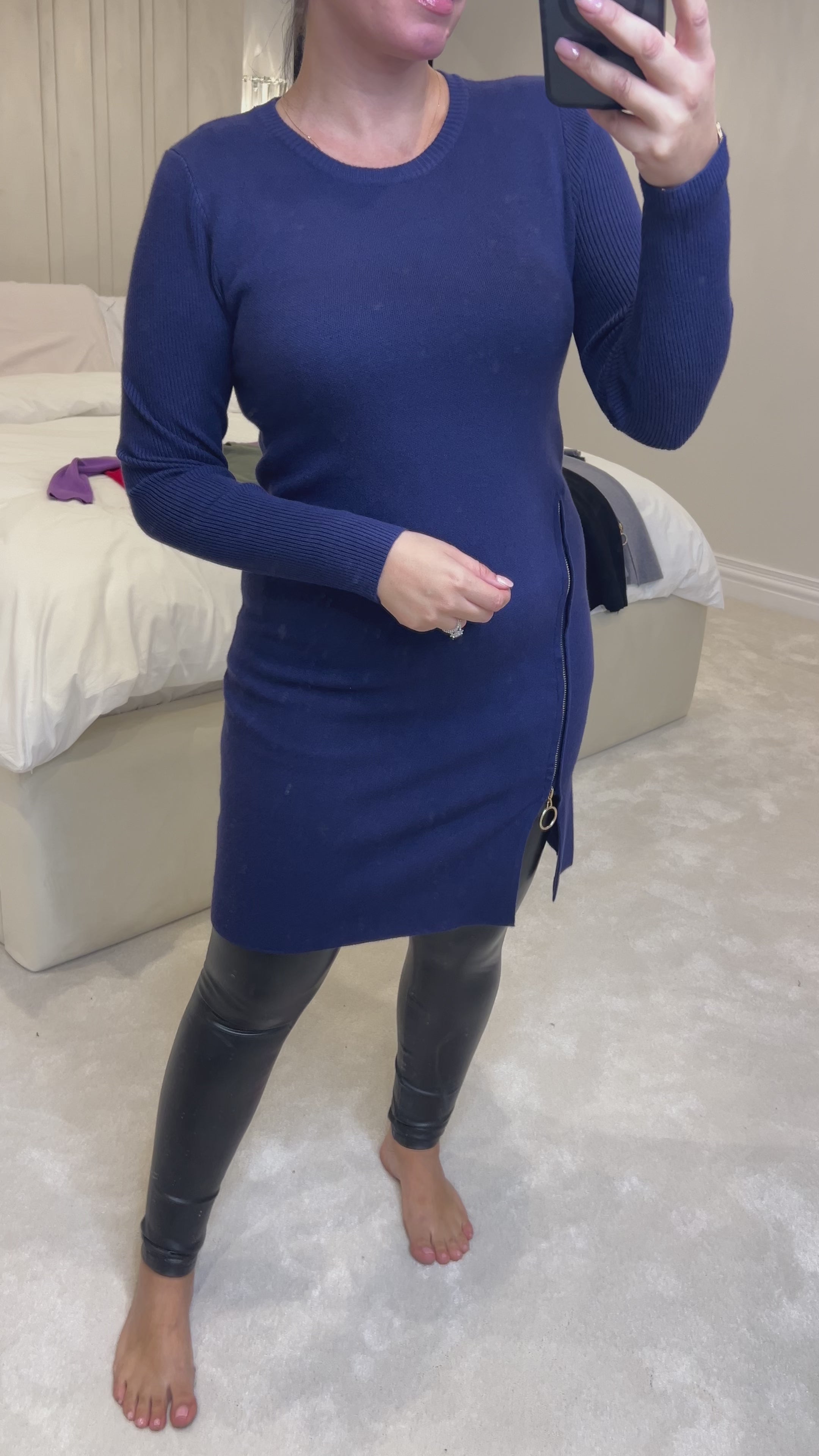 Savannah Zip Detail Knitted Jumper Dress