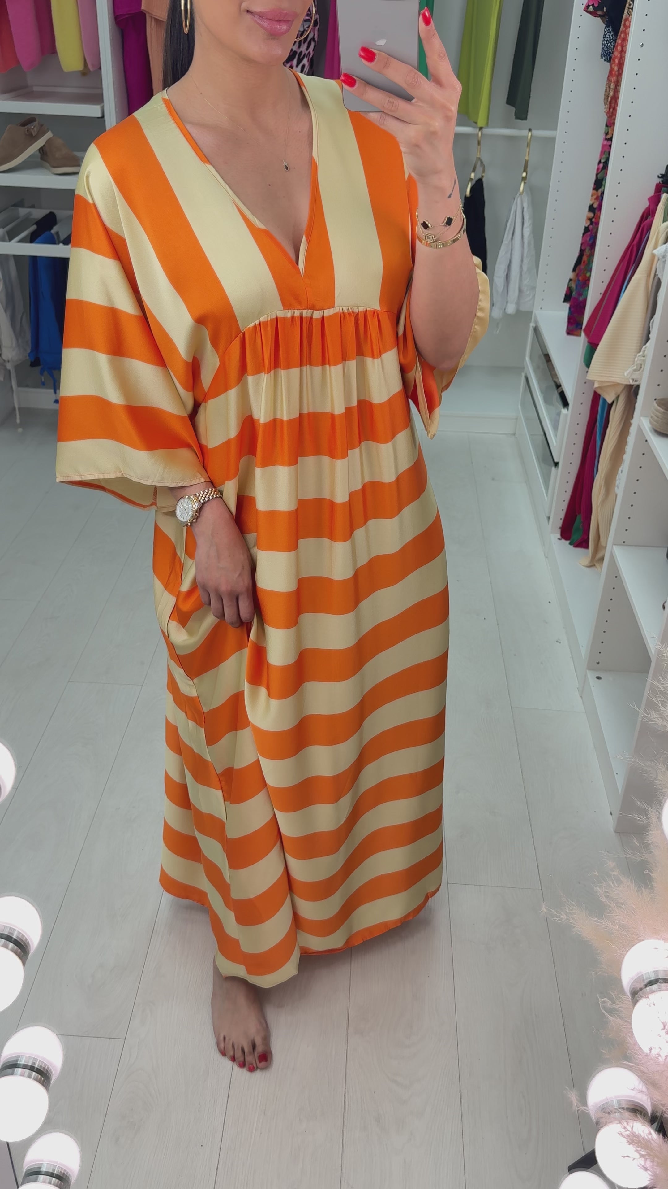 Load video: Katarina Stripe Silk Maxi Dress