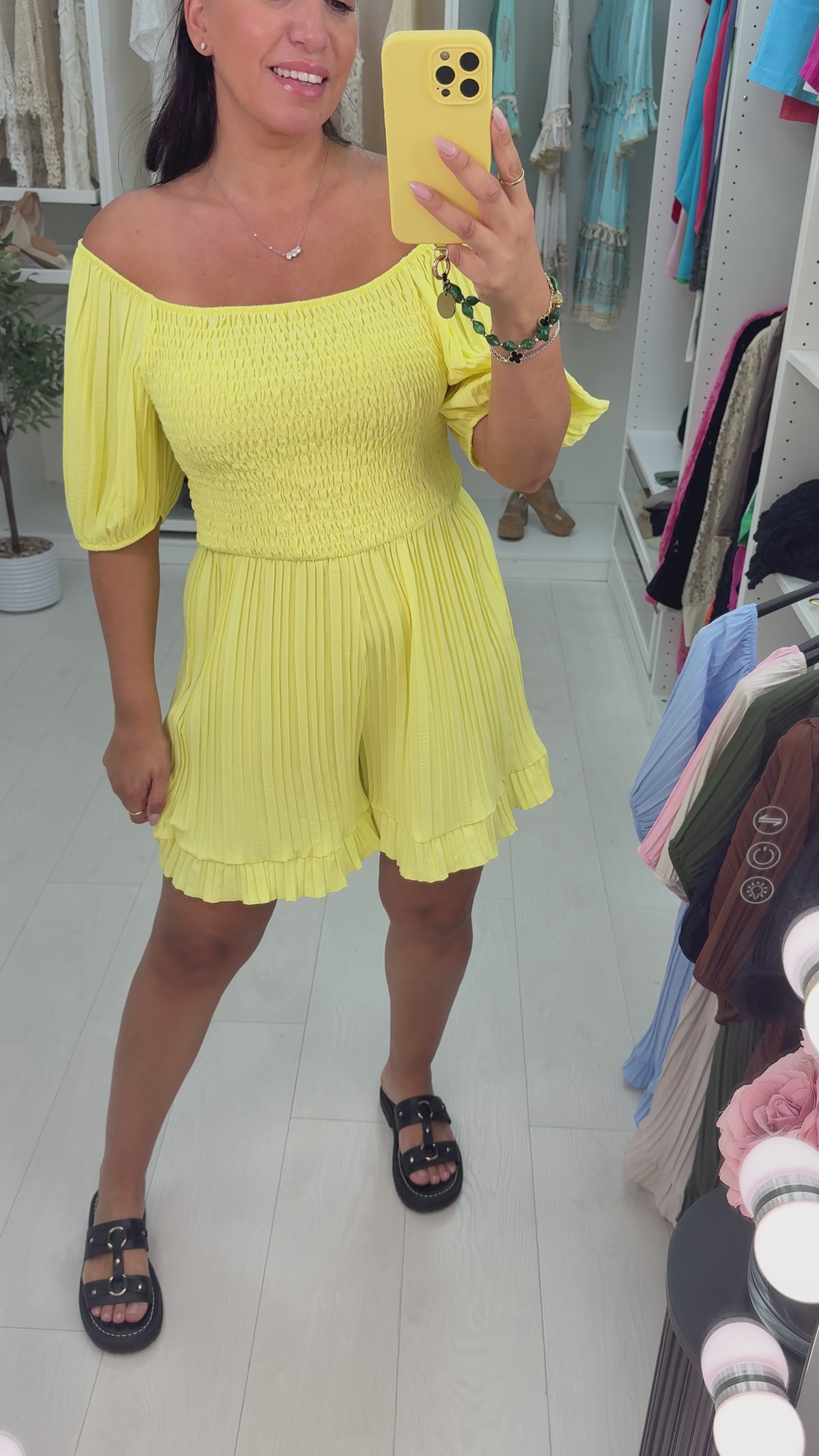 Ivette Plain Pleated Bardot Playsuit