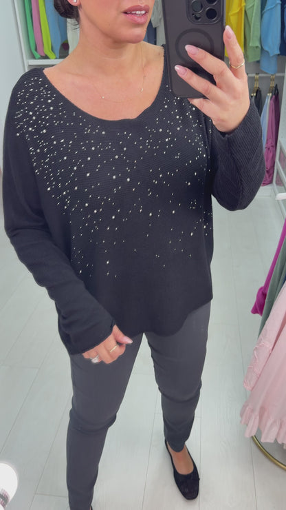 Susana Diamante Detailed Loose Fit Knit Top