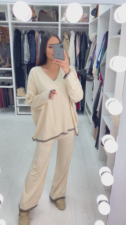 Farah Contrast Stitch Loungeset