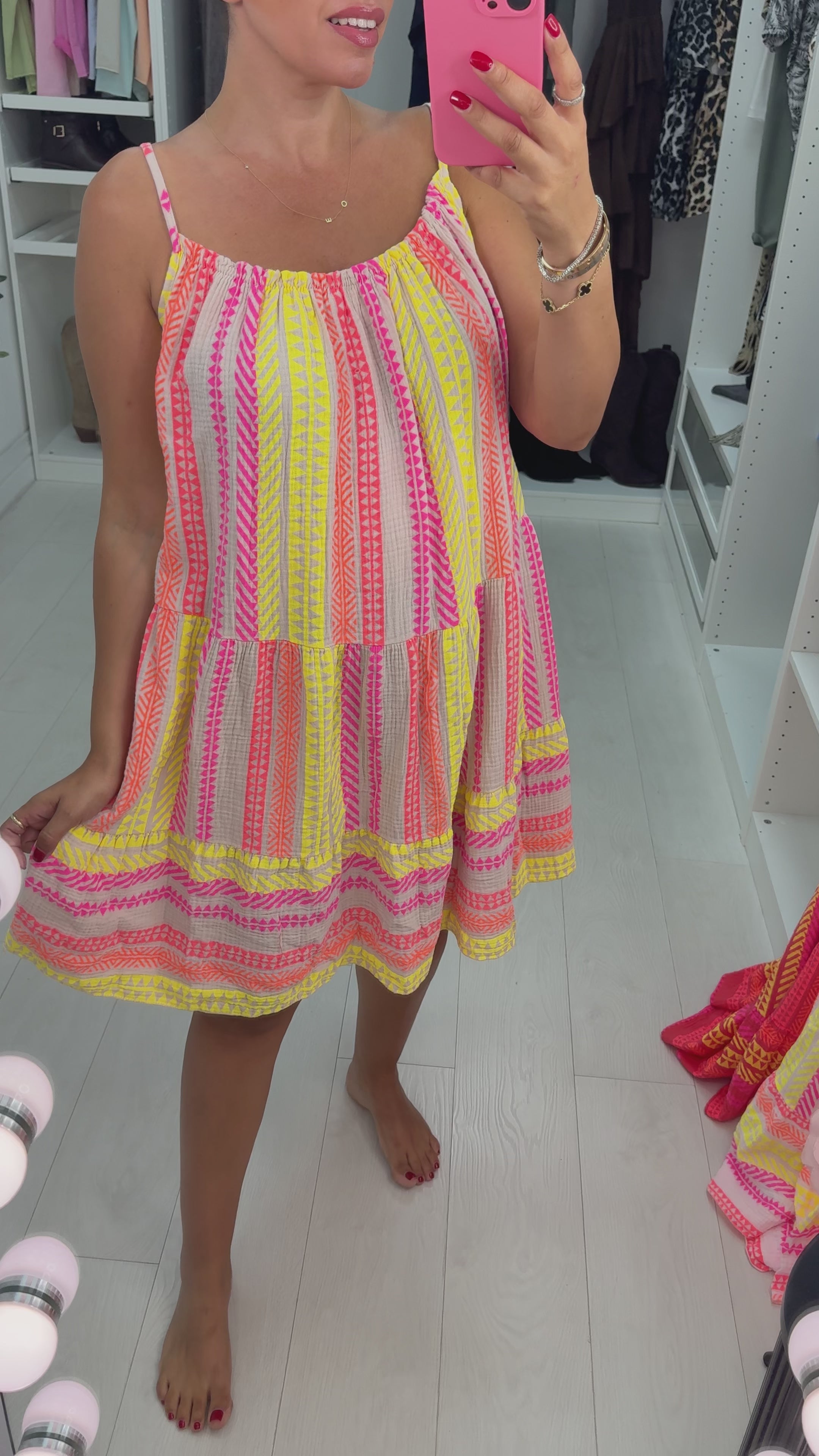 Denice Abstract Print Cheesecloth Midi Dress