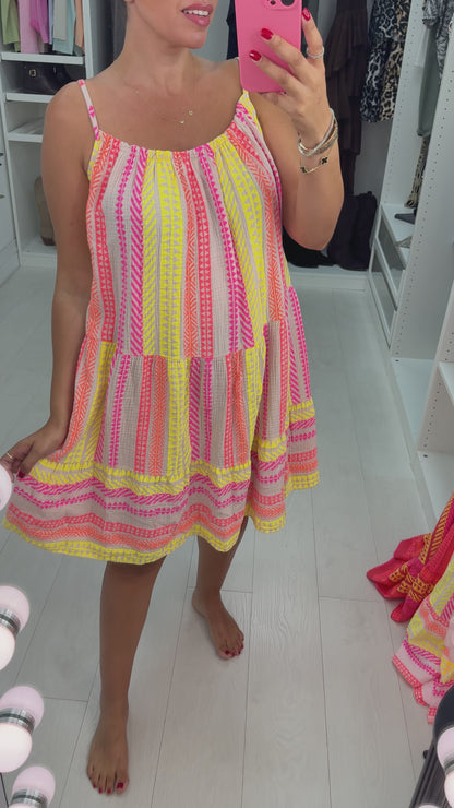 Denice Abstract Print Cheesecloth Midi Dress