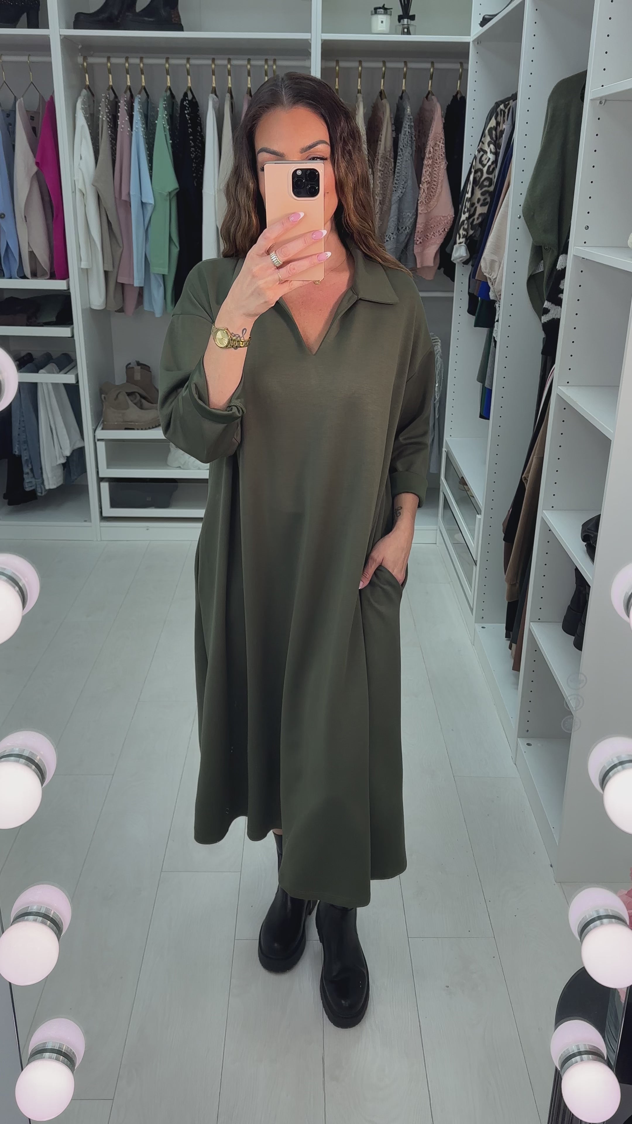 Cosette Plain Collar Trapeze Maxi Dress