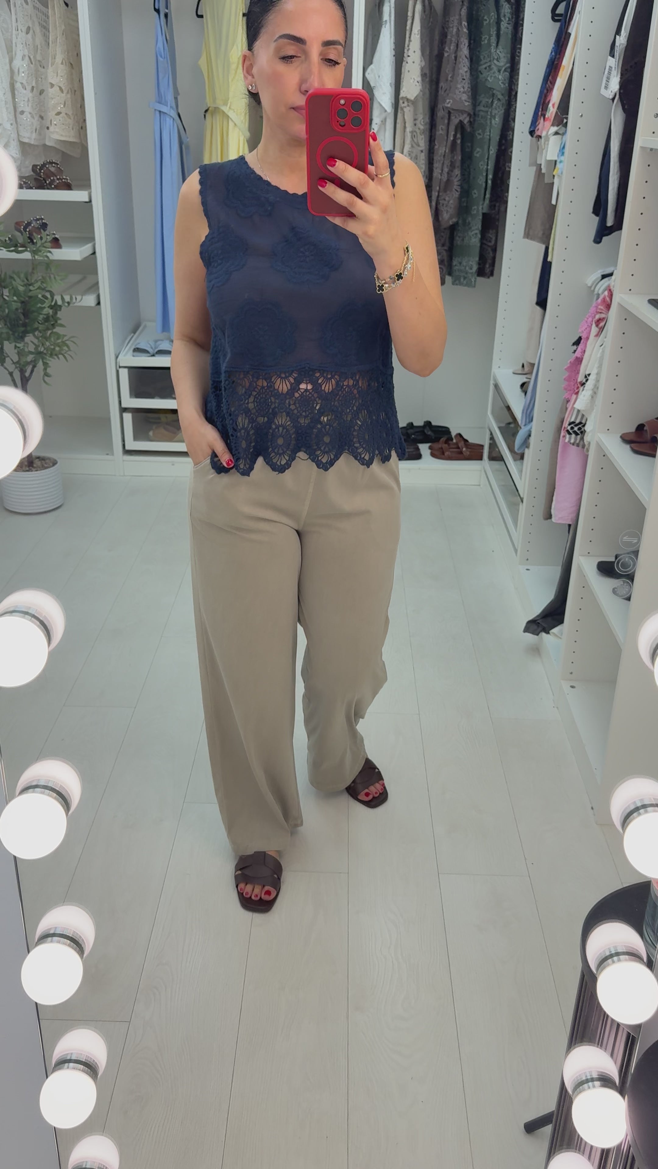 Load video: Mindy Floral Crochet Detailed Sleeveless Top