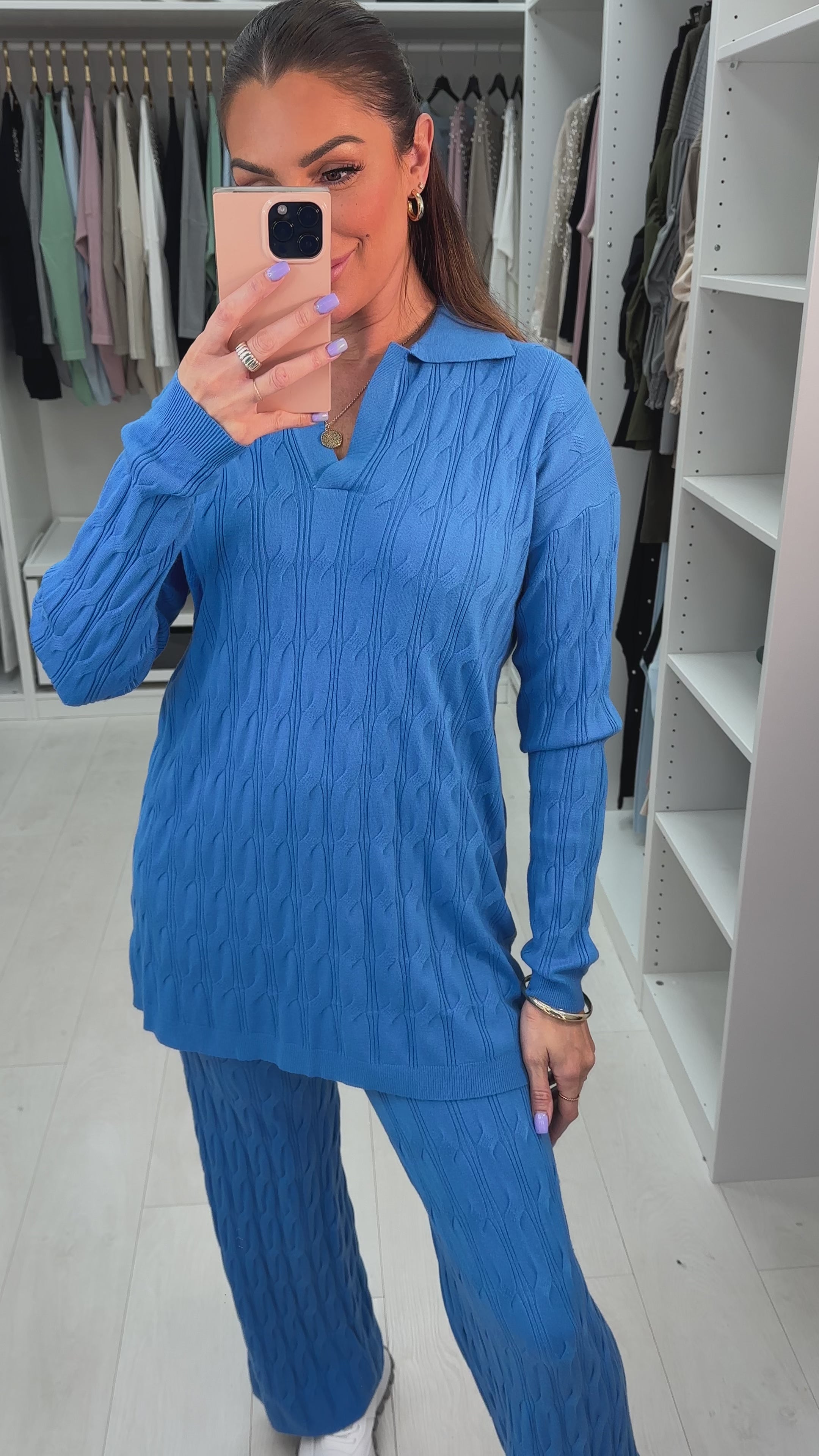 Load video: Mirabelle Cable Knit Loungewear Set