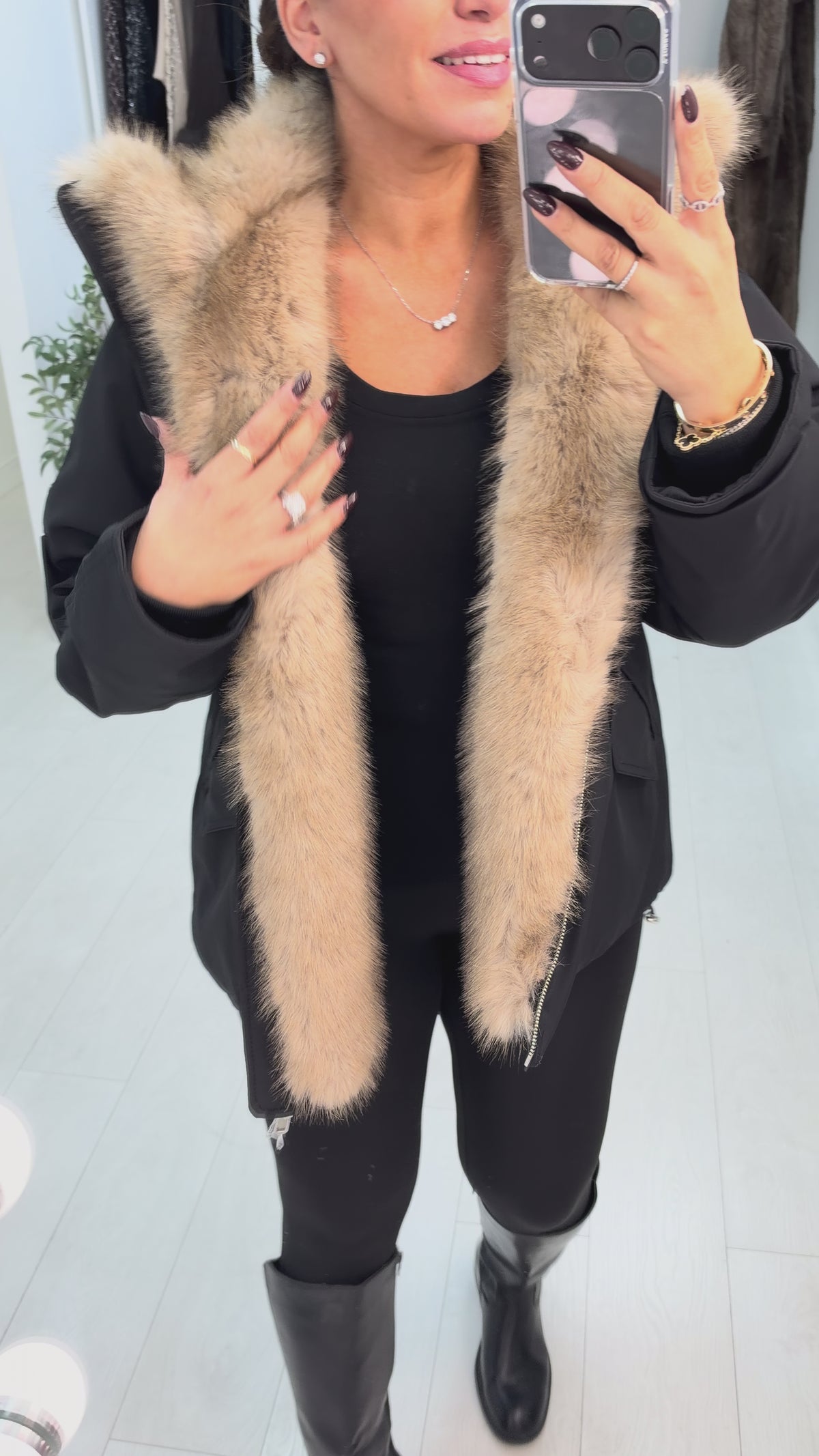 Roxy Faux Fur Collar Padded Jacket