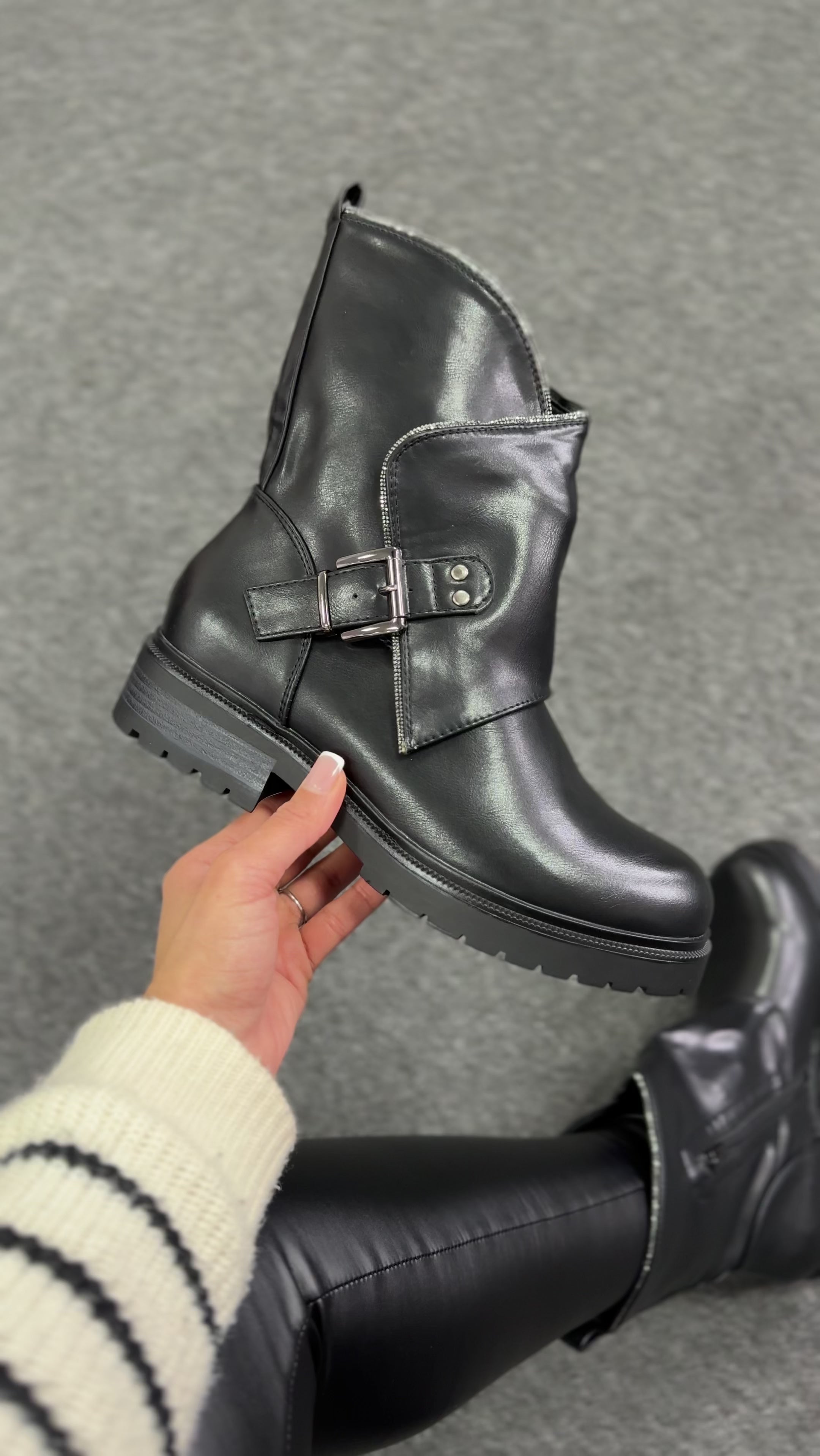 Load video: Venus Diamante Trim Detail Ankle Boots