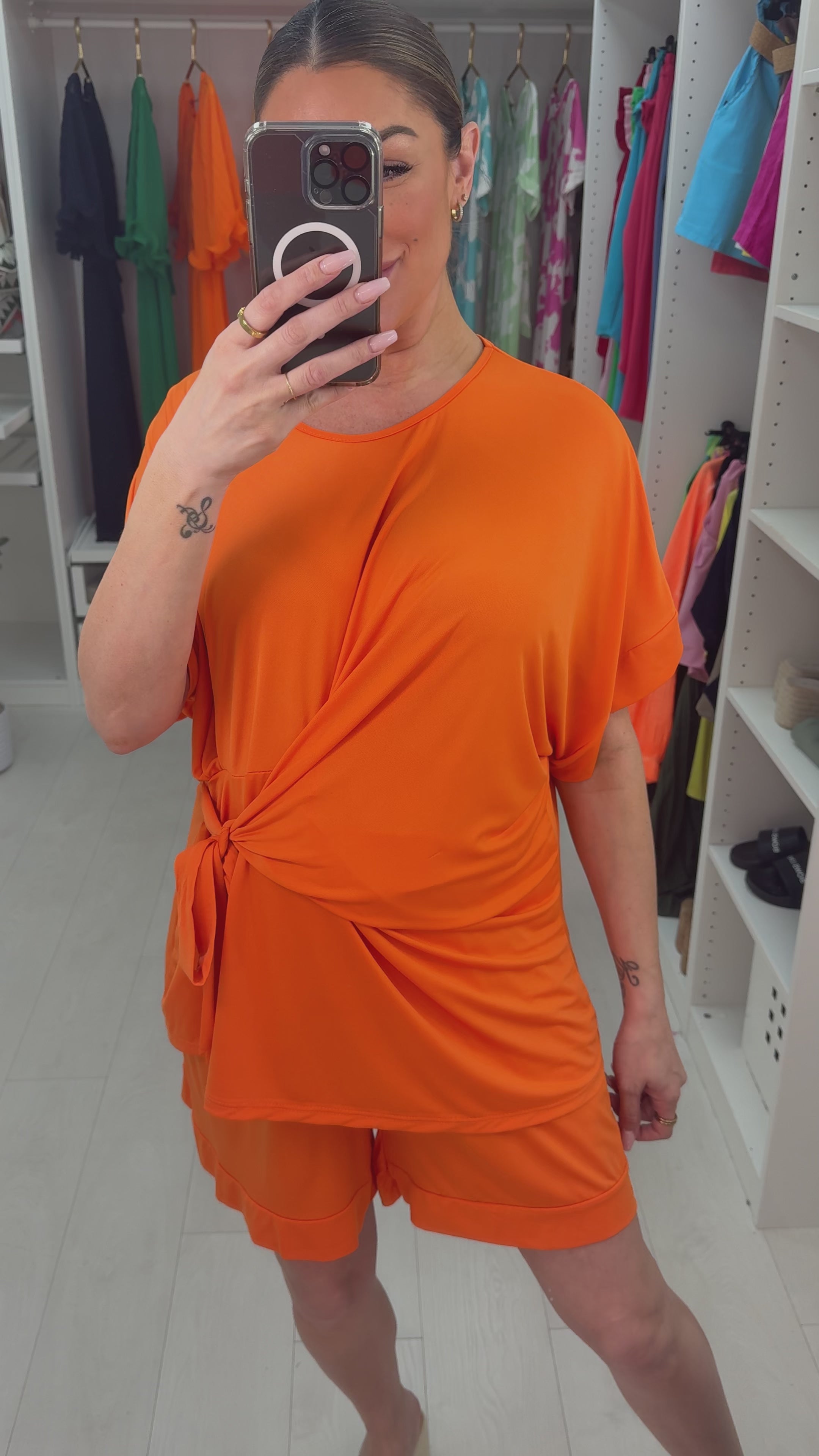 Chyna Plain Tie Side Top & Shorts Co-Ord Set