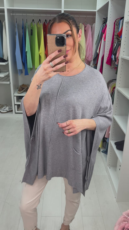 Layla Supersoft Button Detail Poncho Jumper