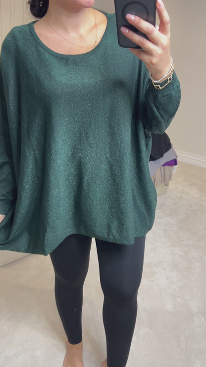 Jayne Batwing Plain Glitter Jumper