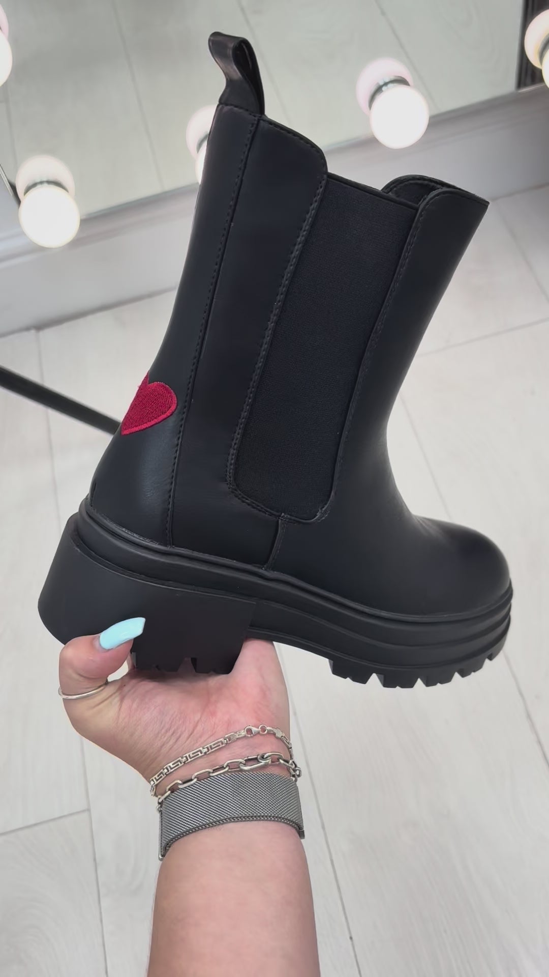 Load video: Felicity Faux Leather Heart Detailed Chelsea Boots