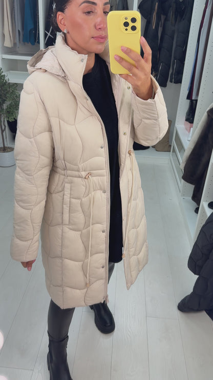 Alexis Quilted Toggle Waist Longline Coat