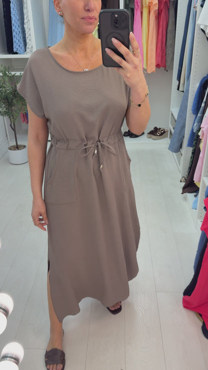 Kamila Plain Drawstring Waist Maxi Dress