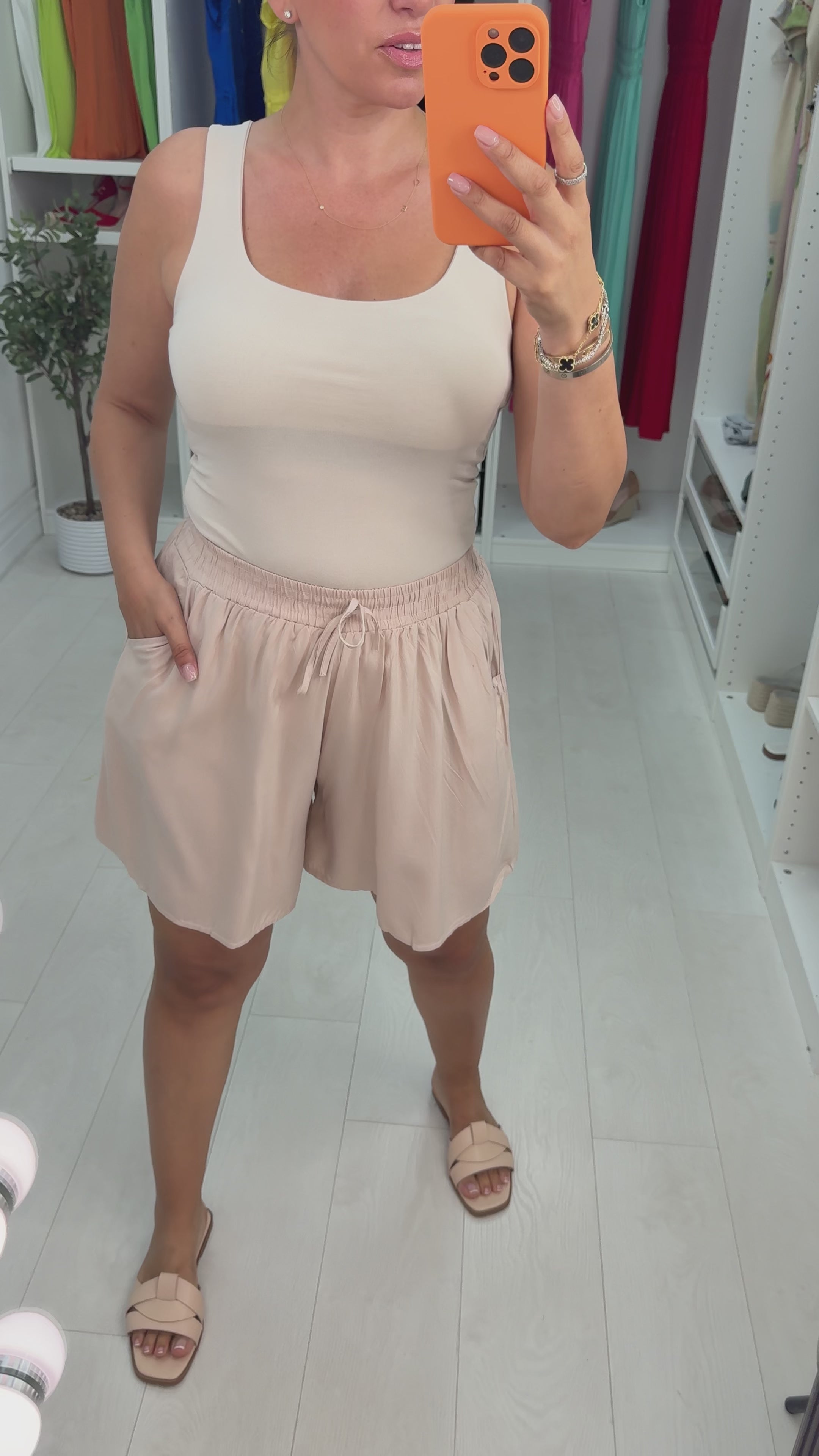 Load video: Clarabel Plain Elasticated Waist Shorts