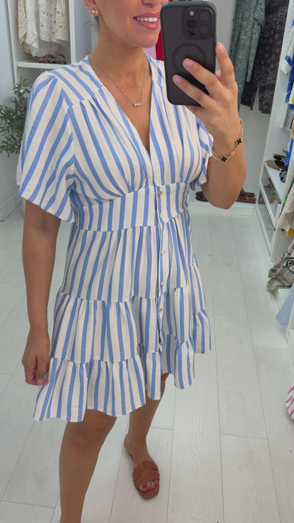 Loxley V Neck Striped Smock Dress