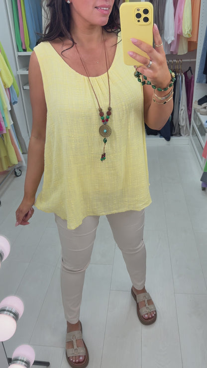 Eira Cheesecloth Textured Necklace Vest Top