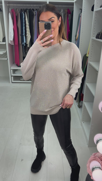 Jaxon Embellished Lurex Thin Knit Jumper