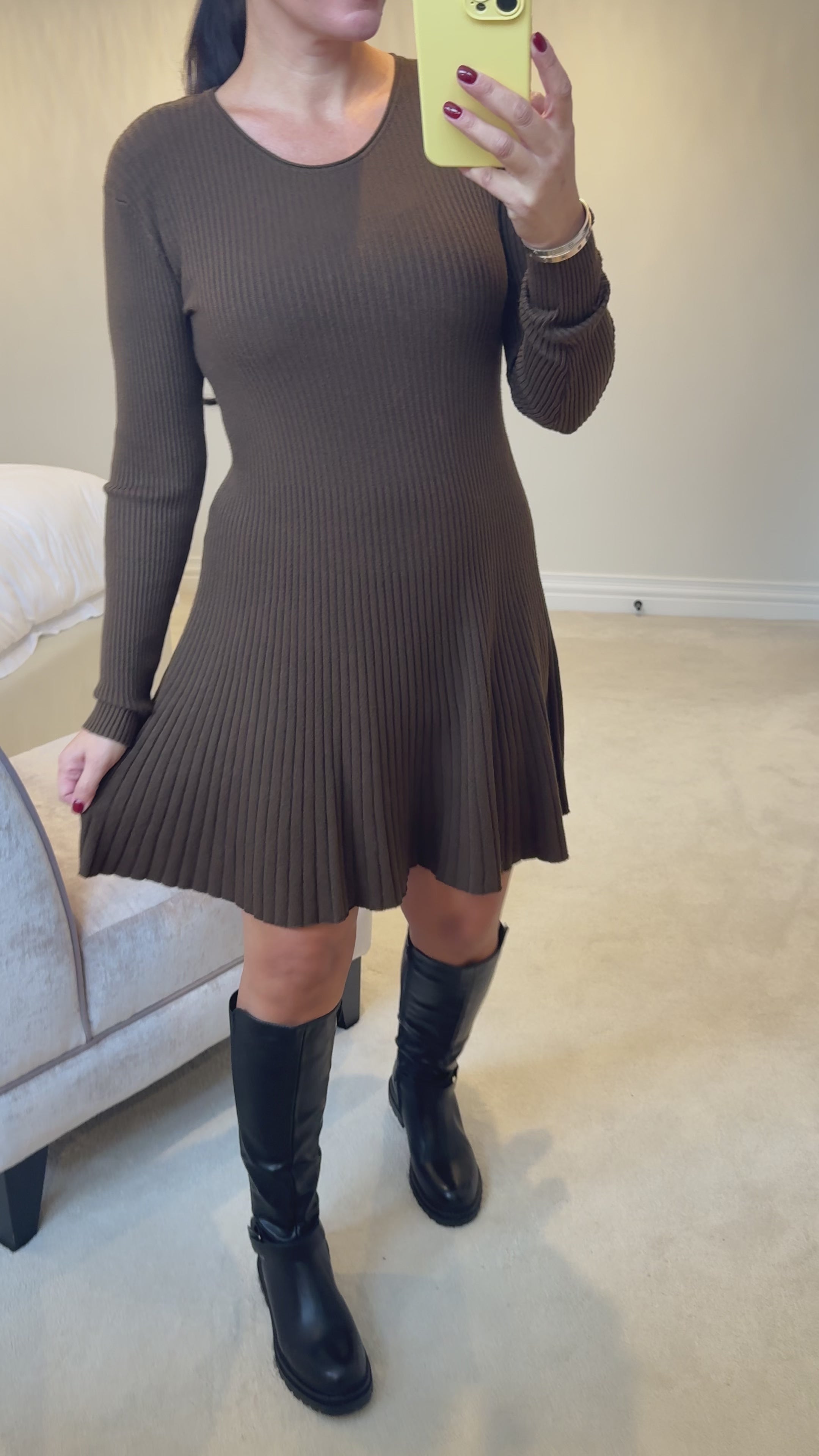 Load video: Vivienna Plain Ribbed Dress