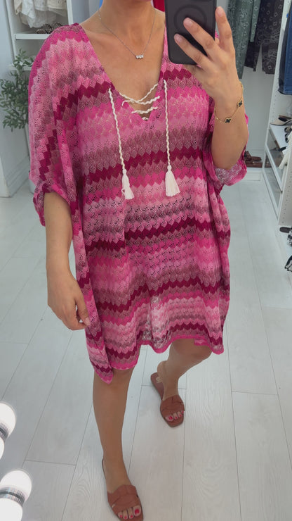 Talise V Neck Loose Fit Crochet Dress