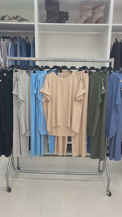 Natalia Plain Button Detailed Loungewear Set
