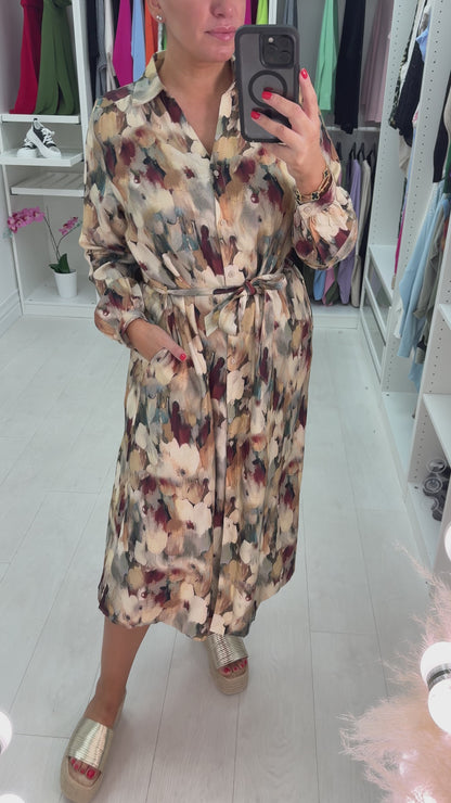 Nadine Abstract Flower Shirt Dress