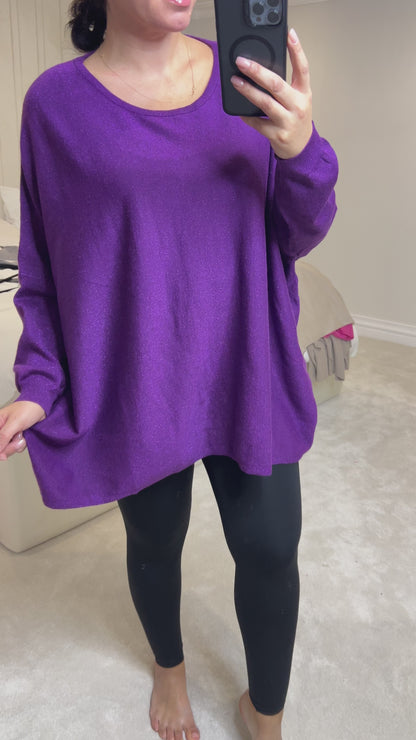Jayne Batwing Plain Glitter Jumper