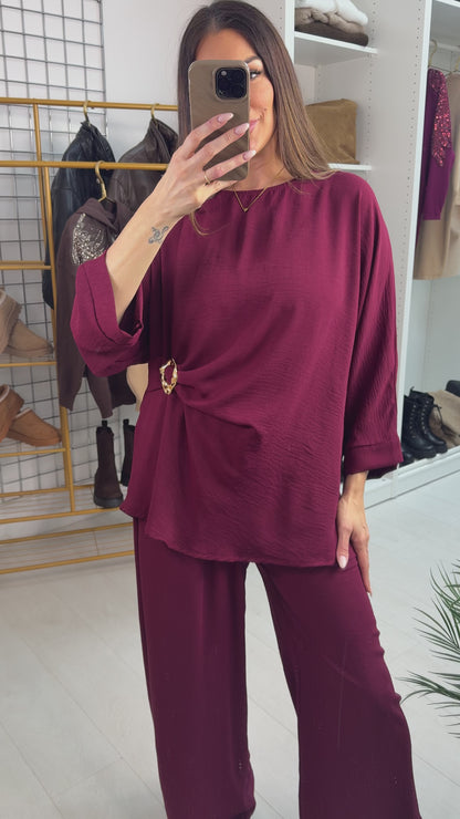 Harlee Plain Buckle Detail Loose Fit Co-Ord Set