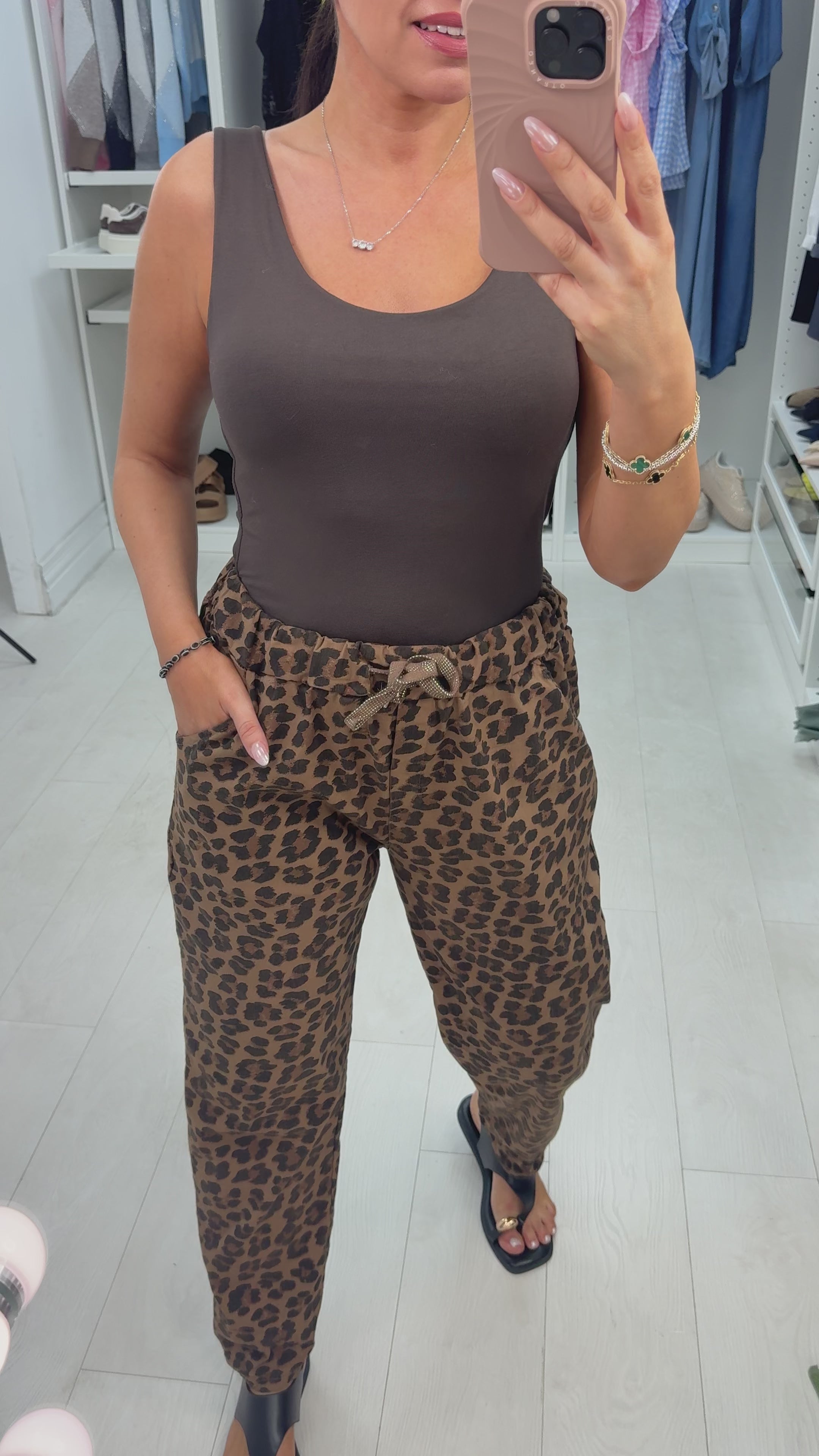 Evora Leopard Print Elasticated Waist Magic Trousers