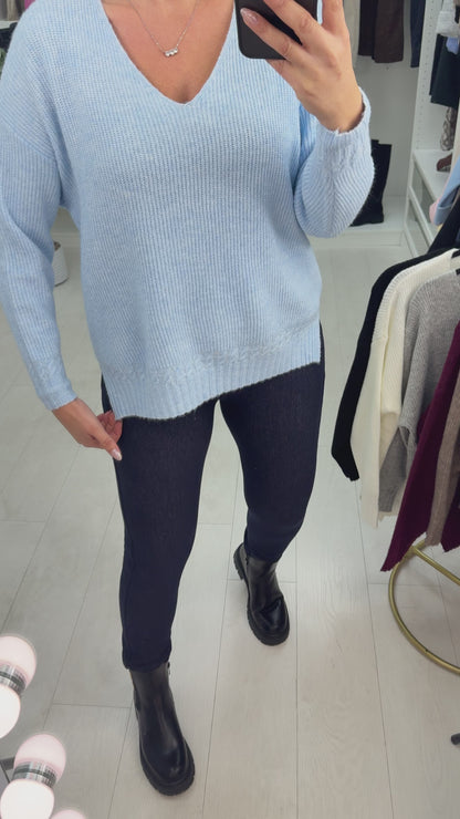 Elaina Super Soft Plain V Neck Jumper