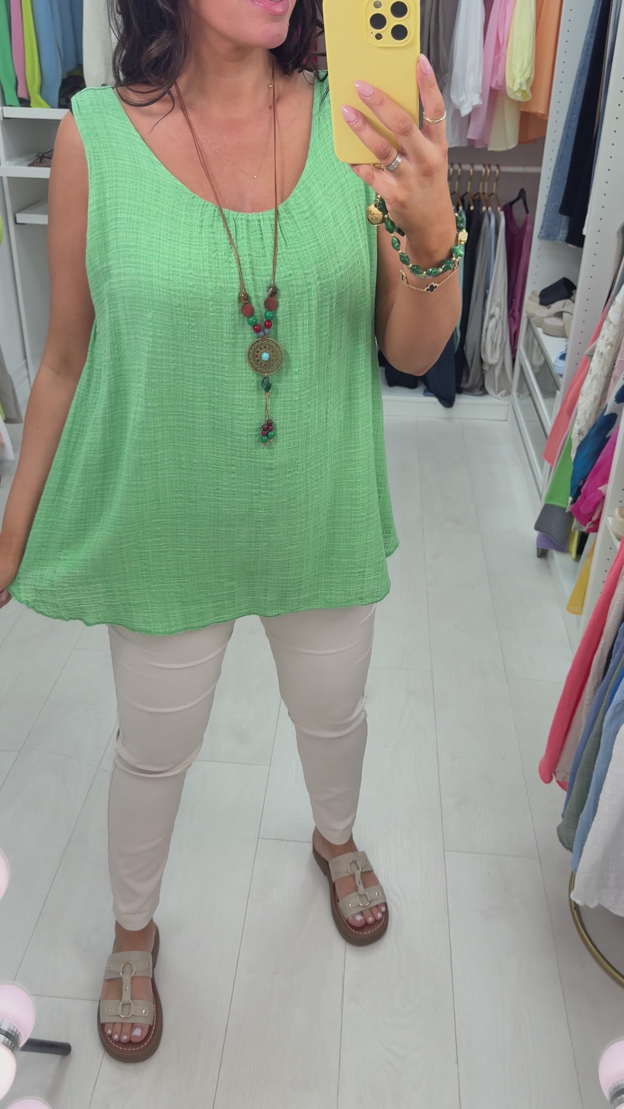 Eira Cheesecloth Textured Necklace Vest Top