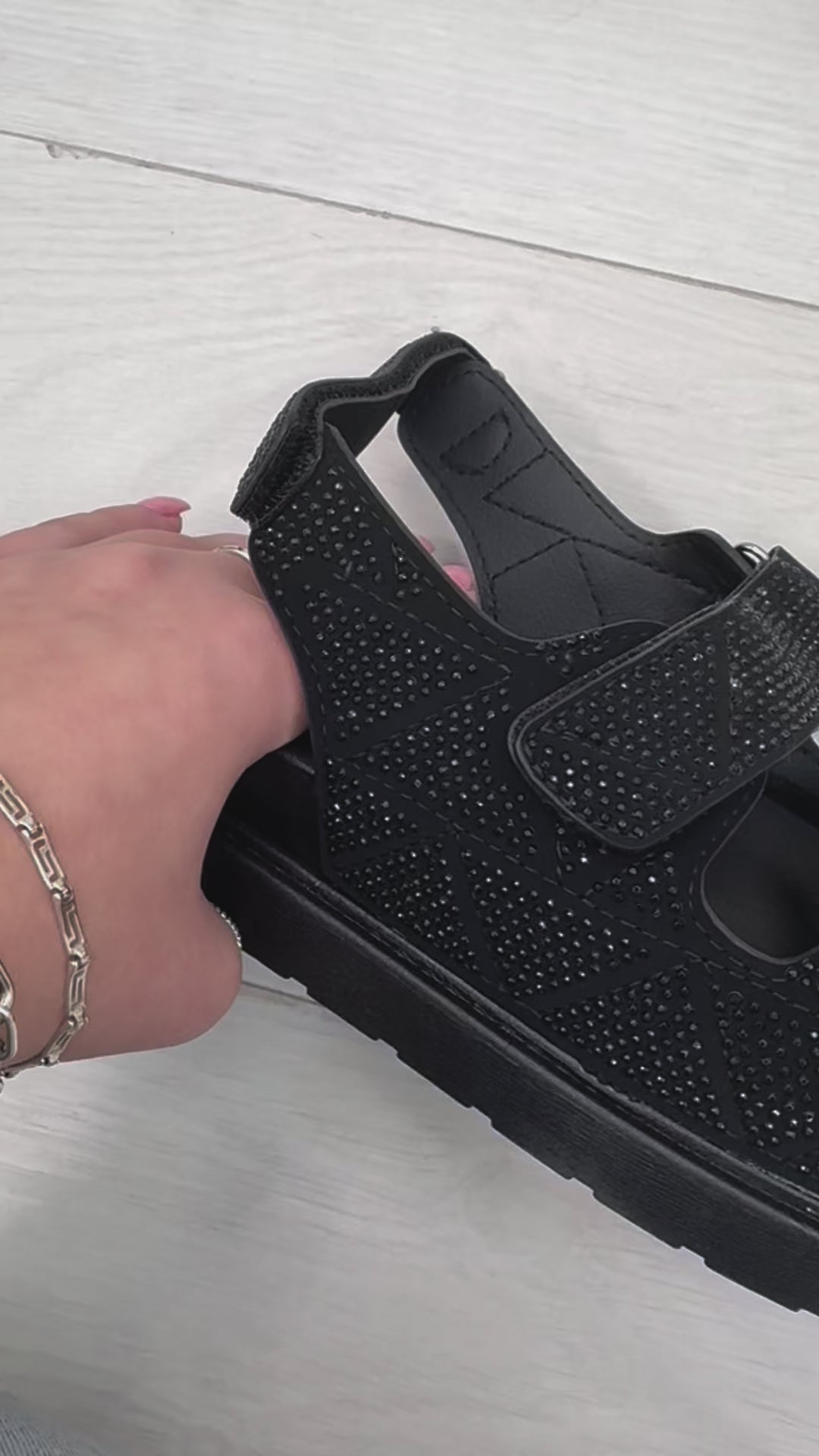 Raynelle Diamante Embellished Velcro Sandals