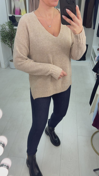 Elaina Super Soft Plain V Neck Jumper