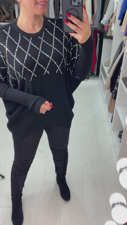 Vega Criss-Cross Diamante Knit Jumper