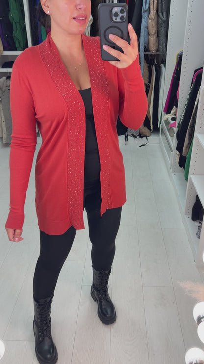 Mally Diamante Drape Front Cardigan