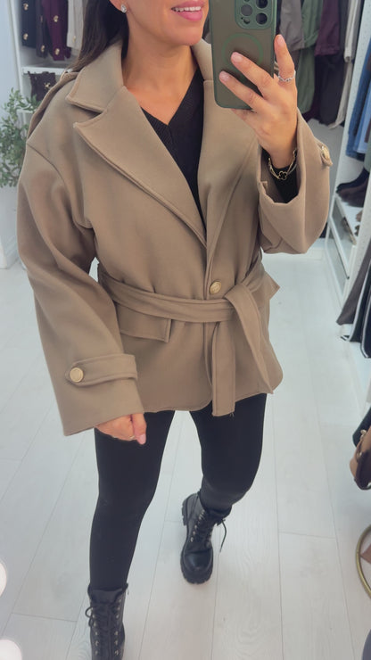 Darianne Plain Military Style Belted Jacket