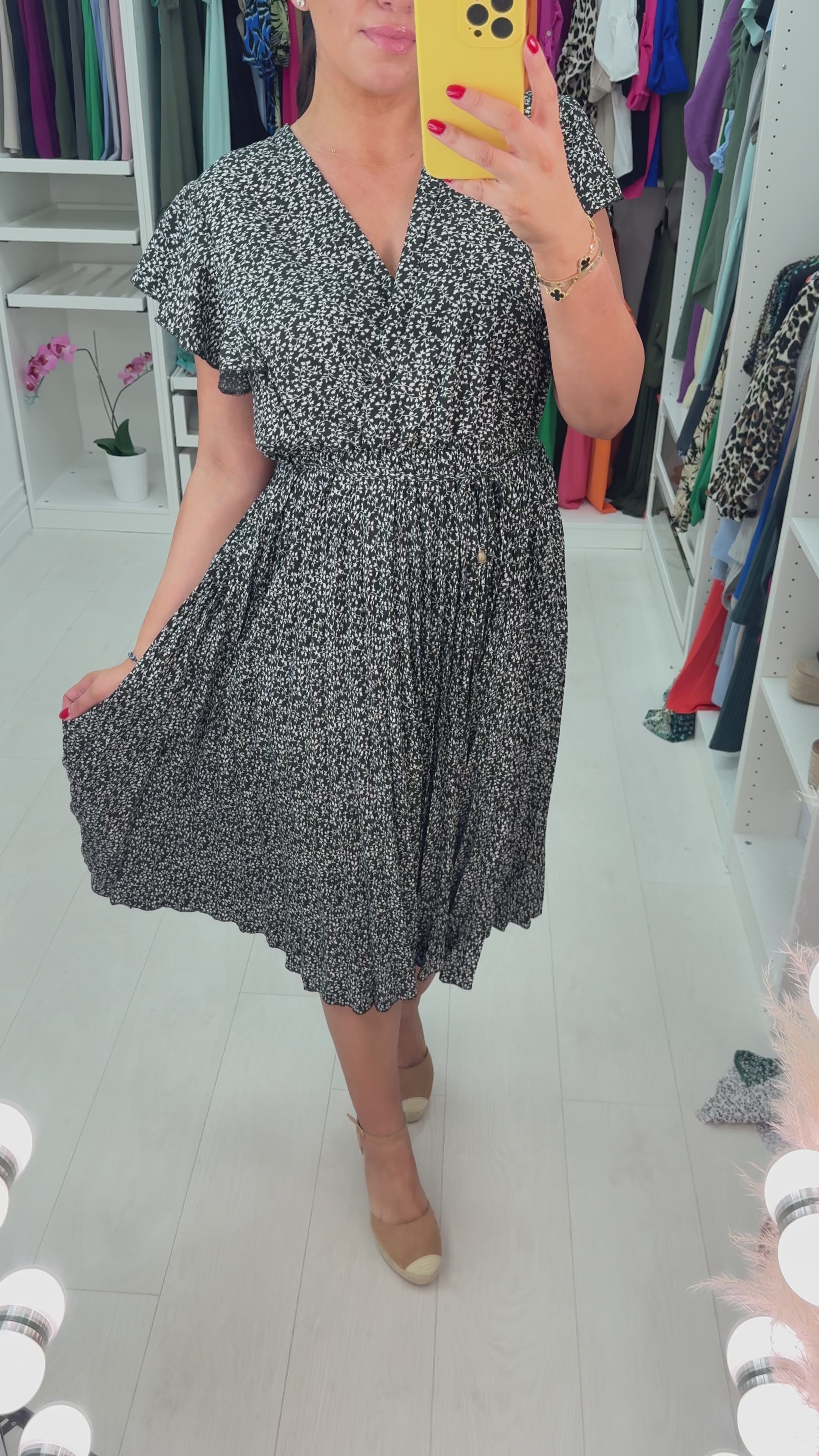 Trudy Wrap Effect Pleat Dress