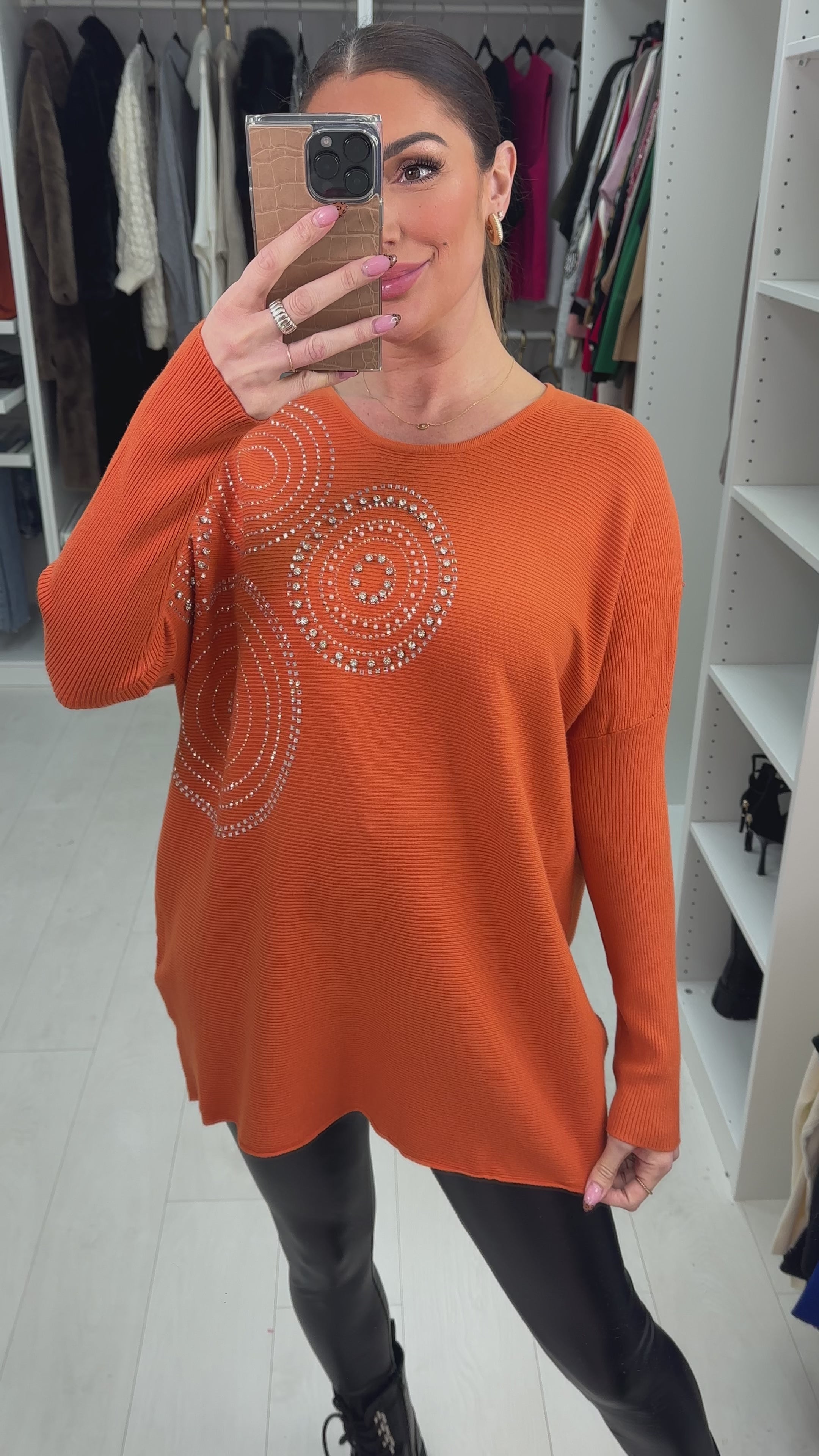 Hariette  Diamante Detail Longline Knit Jumper