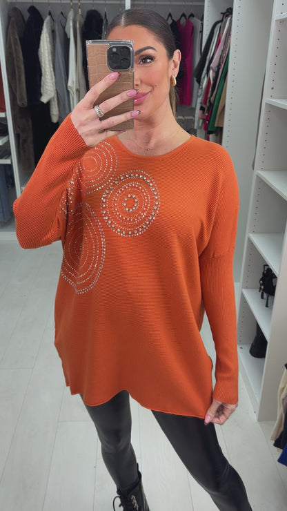 Hariette  Diamante Detail Longline Knit Jumper