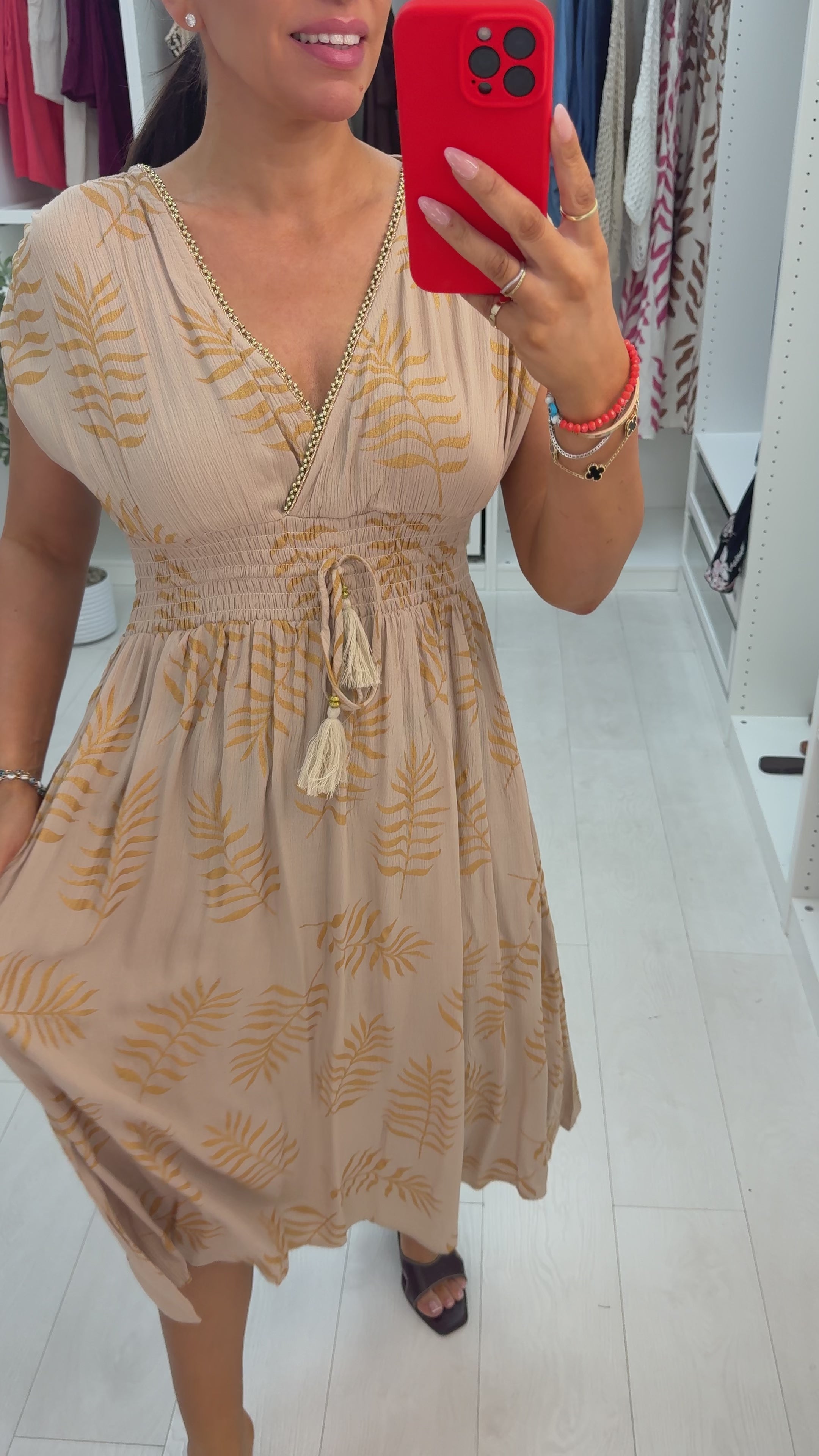 Load video: Neeta Embellished Drawstring Waist Dress