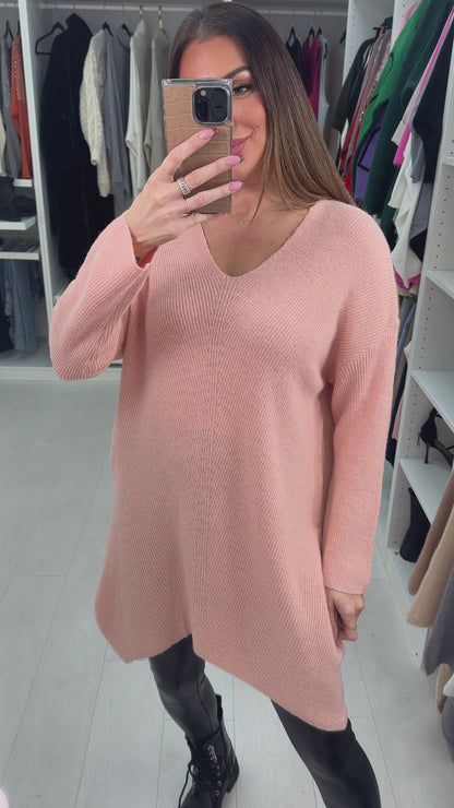 Mayah Plain V Neck Longline Jumper