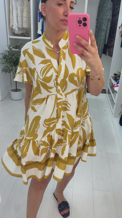 Delanie V Neck Loose Fit Midi Smock Dress
