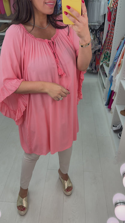 Valeria Crochet Neck Lightweight Top