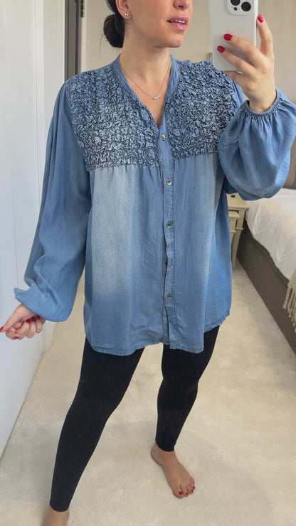 Ilya Denim Ruched Front Shirt