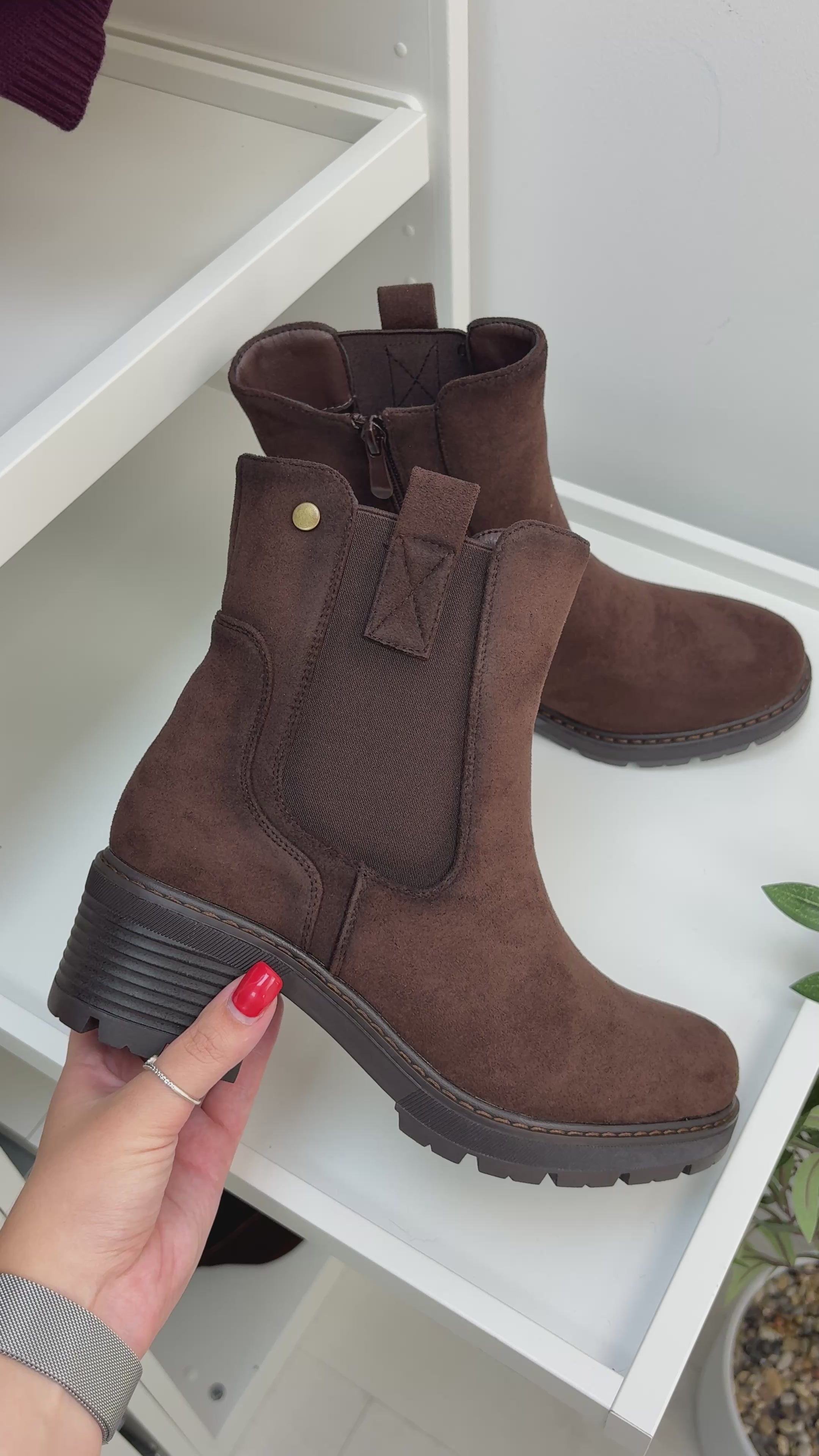 Betty Faux Suede Chunky Heeled Boots