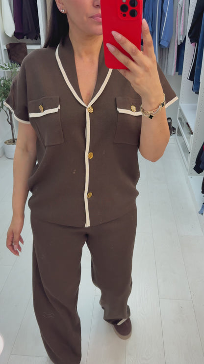Renice Colour Block Hem V Neck Co-Ord Set