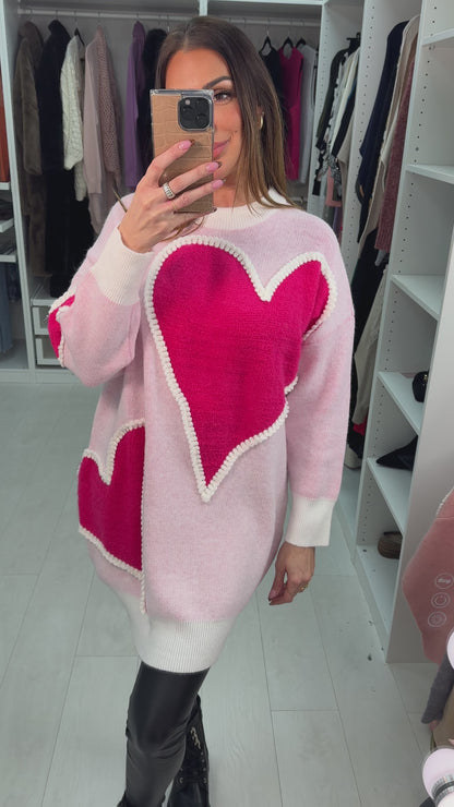 Andrelle Heart Detailed Longline Knit Jumper