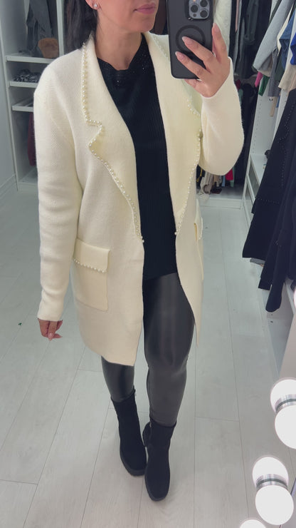 Saige Pearl Trim Pocket Cardigan