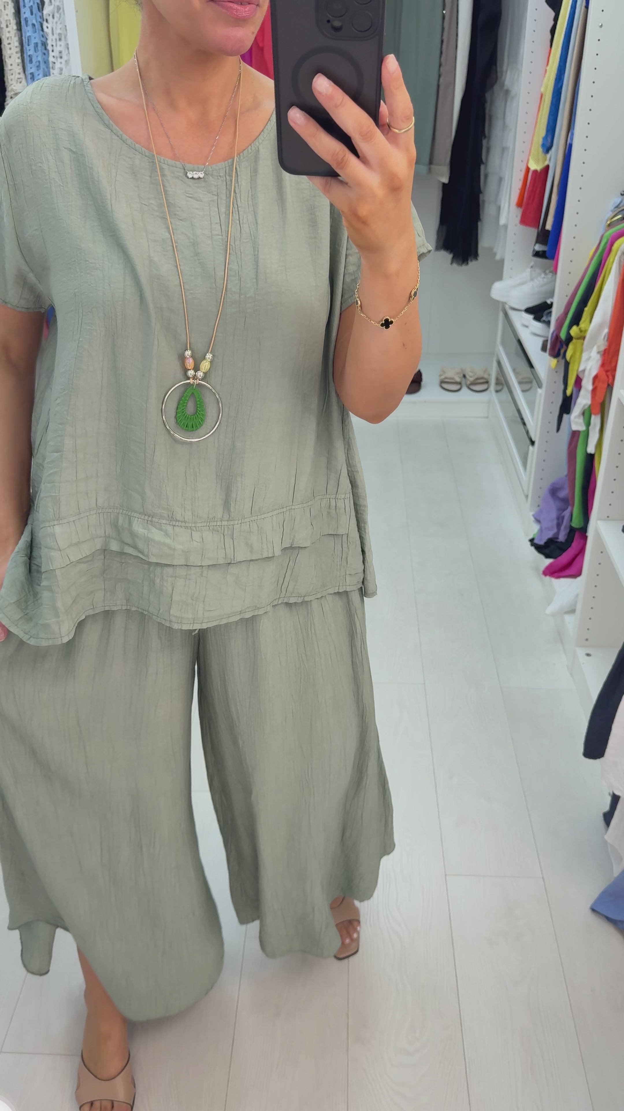 Freyanna Plain Textured Loose Fit Necklace Co-Ord Set